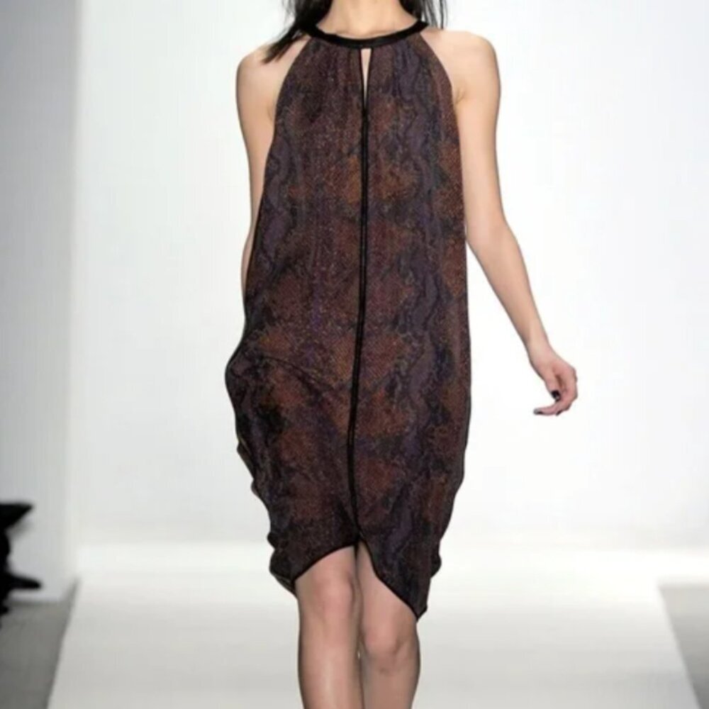 Rebecca Taylor Black and Brown Halter Mini Dress